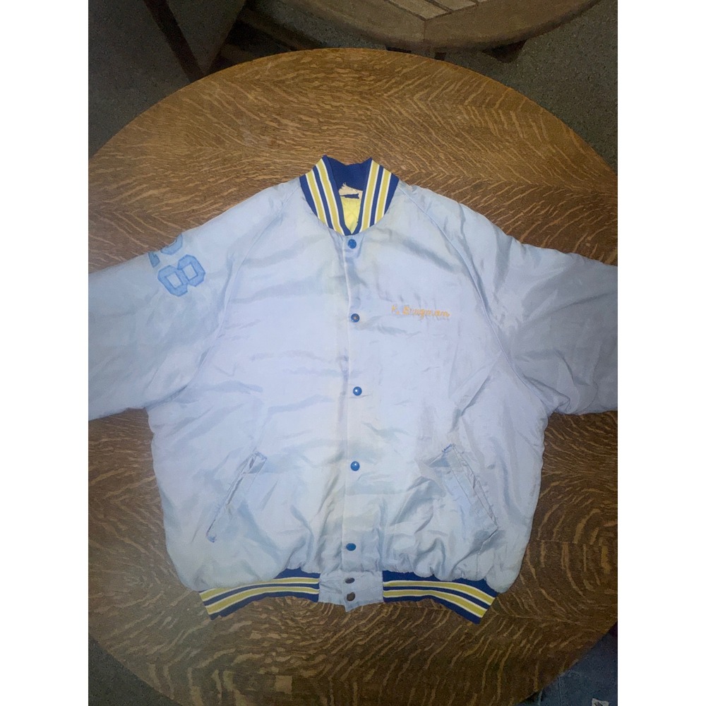 Vintage 80s Don Alleson NIACC Baseball Satin Jacket Chain Stitch Quilted 2XL